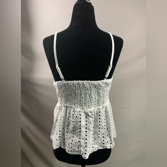 *RESTOCKED* Eyelet Shirred Back Peplum Cami Top - Picture 8 of 8